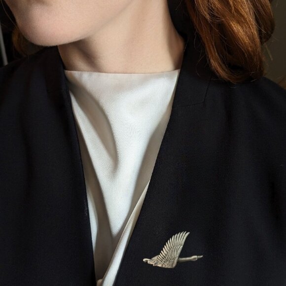 Vintage 1990 Robert Hall Original Pewter Flying Goose Brooch - Picture 1 of 6